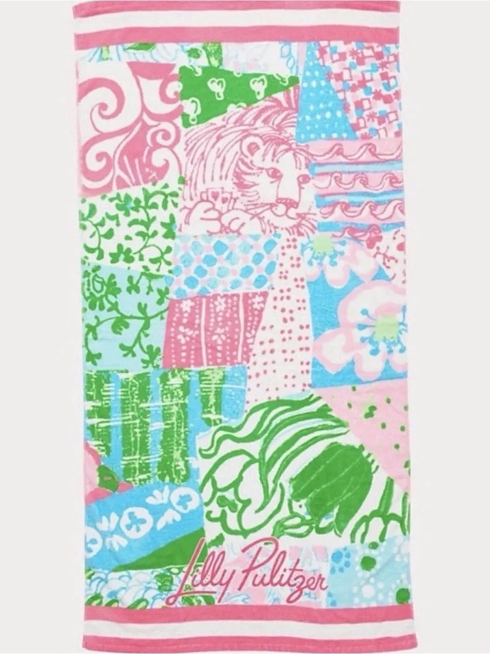 Lilly Pulitzer Pink, Green, Blue Floral Logo Towel NWT
